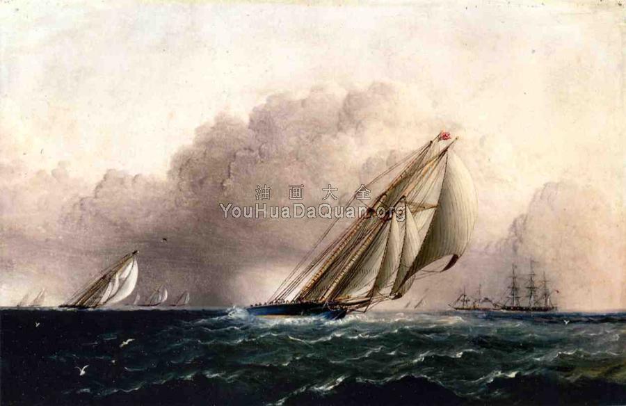 NYYC. Schooner Yacht Estelle Running Home - 詹姆斯·E·巴特斯沃思